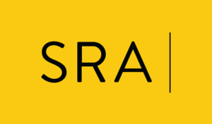 SRA badge BLACK ON YELLOW (002)